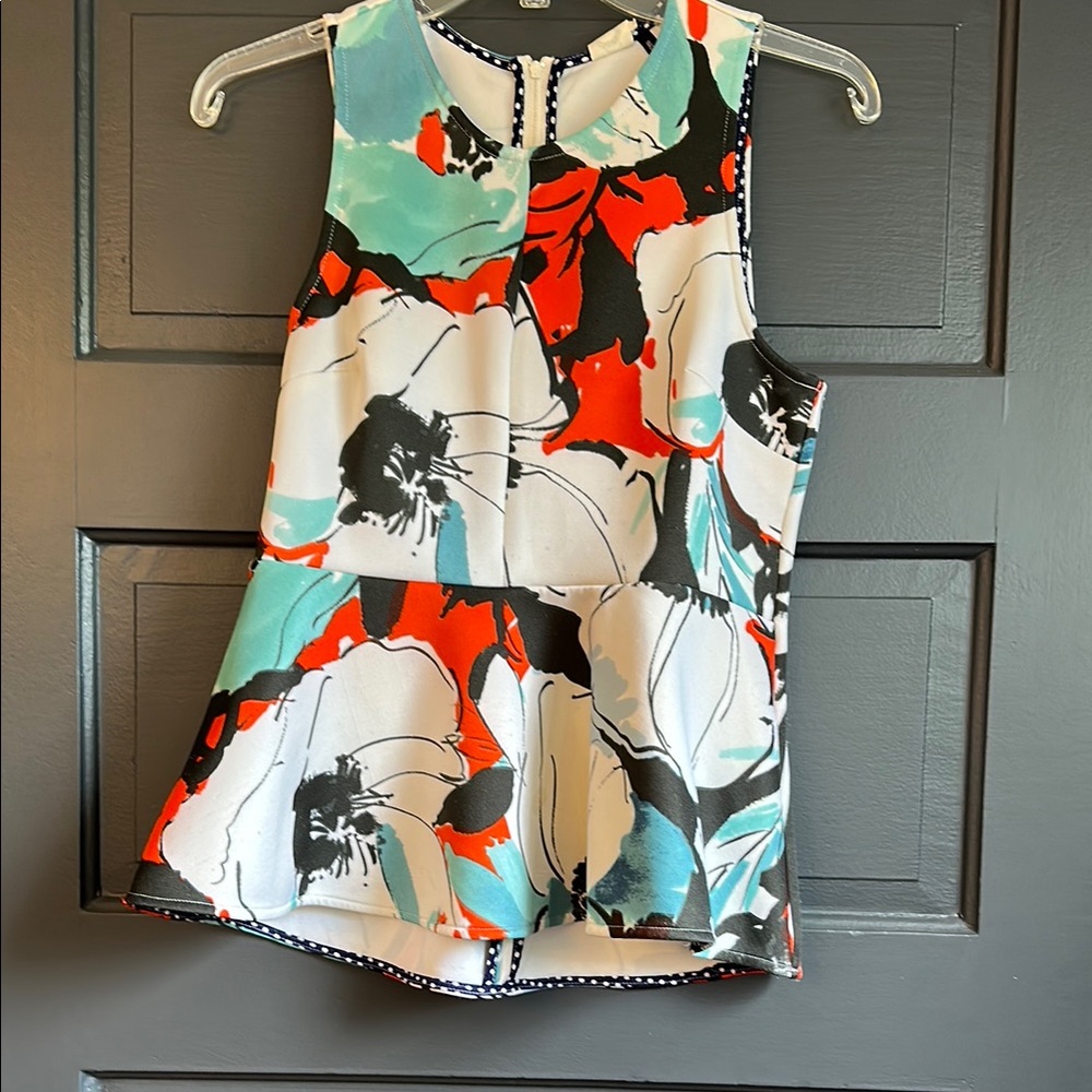 Anthropologie Akemi + Kim Pani Floral Sleeveless Top with Peplum - Multicolor